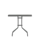 Table carrée en verre trempé et métal de 31,5 cm avec plateau à motif ondulé lisse