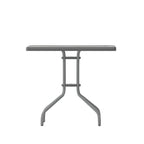 Table carrée en verre trempé et métal de 31,5 cm avec plateau à motif ondulé lisse