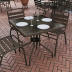 Table carrée en verre trempé et métal de 31,5 cm avec plateau à motif ondulé lisse