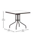 Table carrée en verre trempé et métal de 31,5 cm avec plateau à motif ondulé lisse
