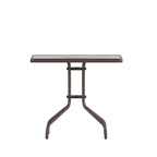 Table carrée en verre trempé et métal de 31,5 cm avec plateau à motif ondulé lisse