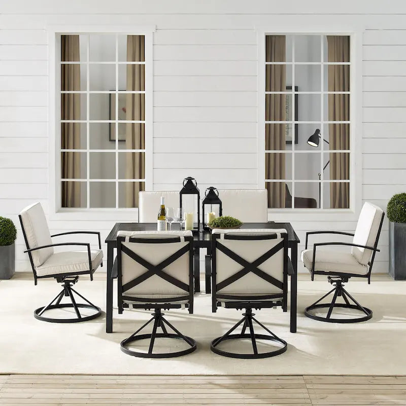 Ensemble de salle à manger d'extérieur Crosley Kaplan 7 pièces - 122 cm (L) x 99 cm (P) x 37 cm (H)
