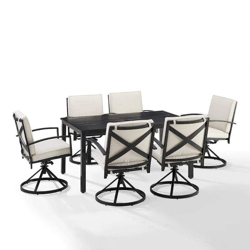 Ensemble de salle à manger d'extérieur Crosley Kaplan 7 pièces - 122 cm (L) x 99 cm (P) x 37 cm (H)