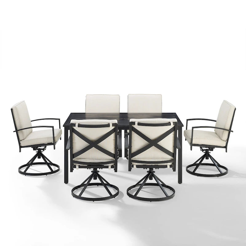 Ensemble de salle à manger d'extérieur Crosley Kaplan 7 pièces - 122 cm (L) x 99 cm (P) x 37 cm (H)