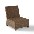 Fauteuil central d'angle en résine tressée Crosley Bradenton avec coussins bleu marine - 63,5 cm (L) x 80 cm (P) x 82,5 cm (H)