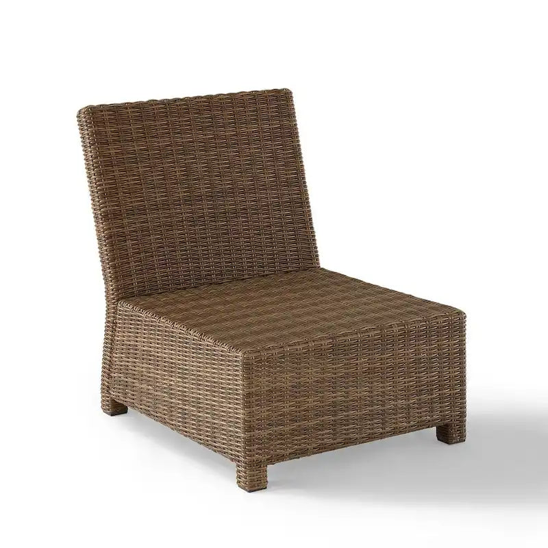Fauteuil central d'angle en résine tressée Crosley Bradenton avec coussins bleu marine - 63,5 cm (L) x 80 cm (P) x 82,5 cm (H)