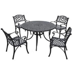 Ensemble de salle à manger d'extérieur Crosley Sedona 46 cinq pièces en aluminium moulé avec chaises et accoudoirs, finition noire - Non disponible