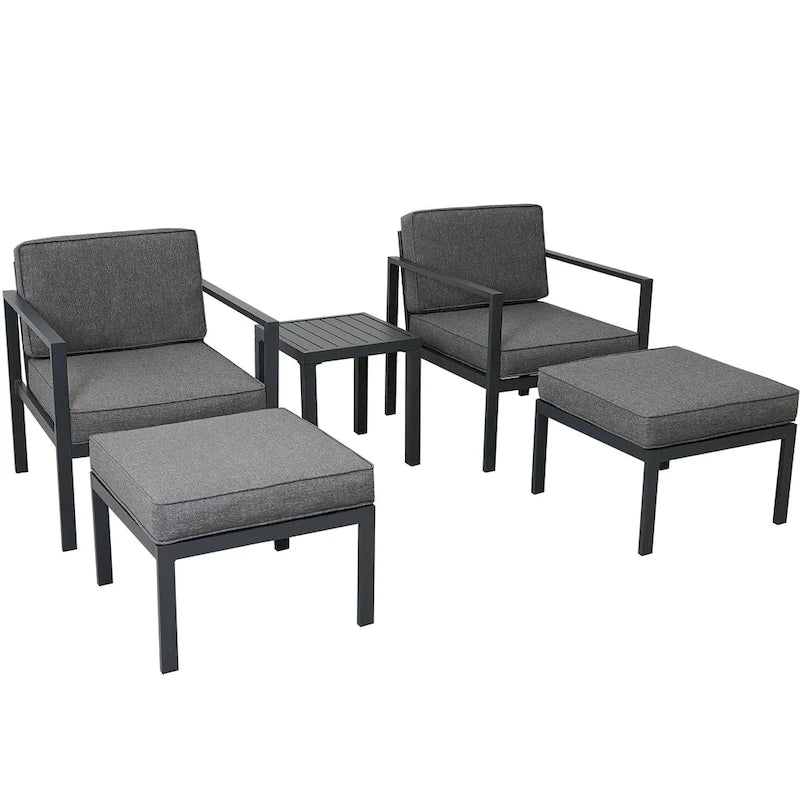 Ensemble de conversation 5 pièces en alliage d'aluminium Clihome pour patio