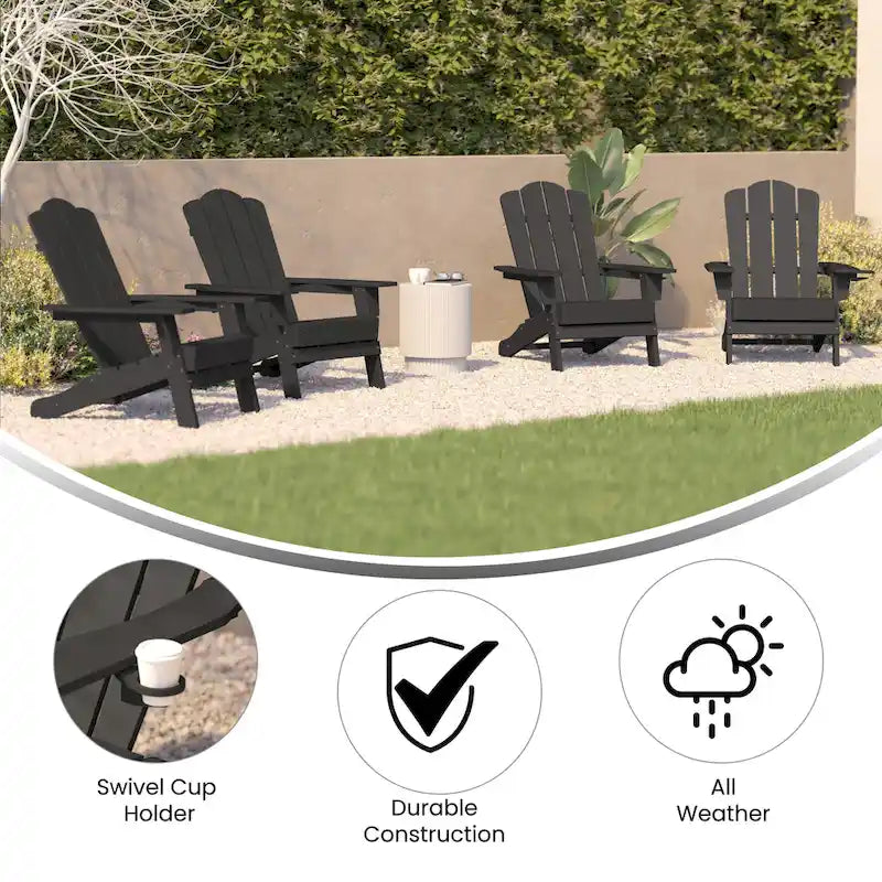 Ensemble de 4 chaises Adirondack tout temps avec porte-gobelets
