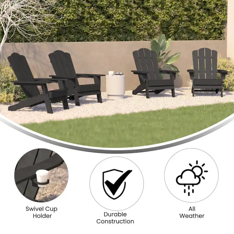 Ensemble de 4 chaises Adirondack tout temps avec porte-gobelets