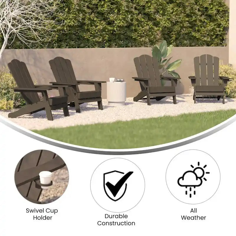 Ensemble de 4 chaises Adirondack tout temps avec porte-gobelets