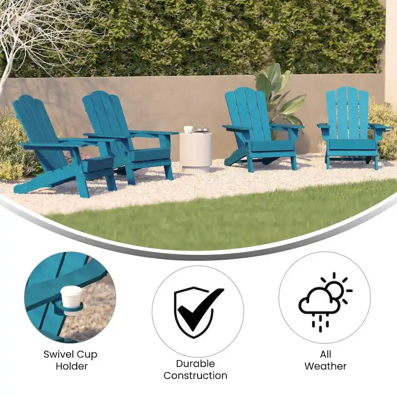 Ensemble de 4 chaises Adirondack tout temps avec porte-gobelets