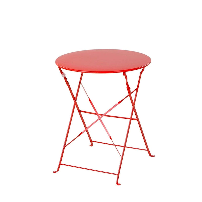 Ensemble bistro 3 pièces en fer thermolaqué comprenant une table et des chaises de jardin pliables