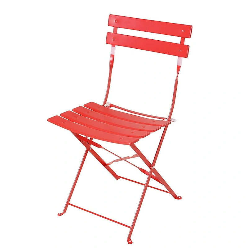 Ensemble bistro 3 pièces en fer thermolaqué comprenant une table et des chaises de jardin pliables