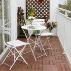 Ensemble bistro 3 pièces en fer thermolaqué comprenant une table et des chaises de jardin pliables