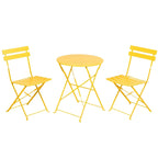 Ensemble bistro 3 pièces en fer thermolaqué comprenant une table et des chaises de jardin pliables