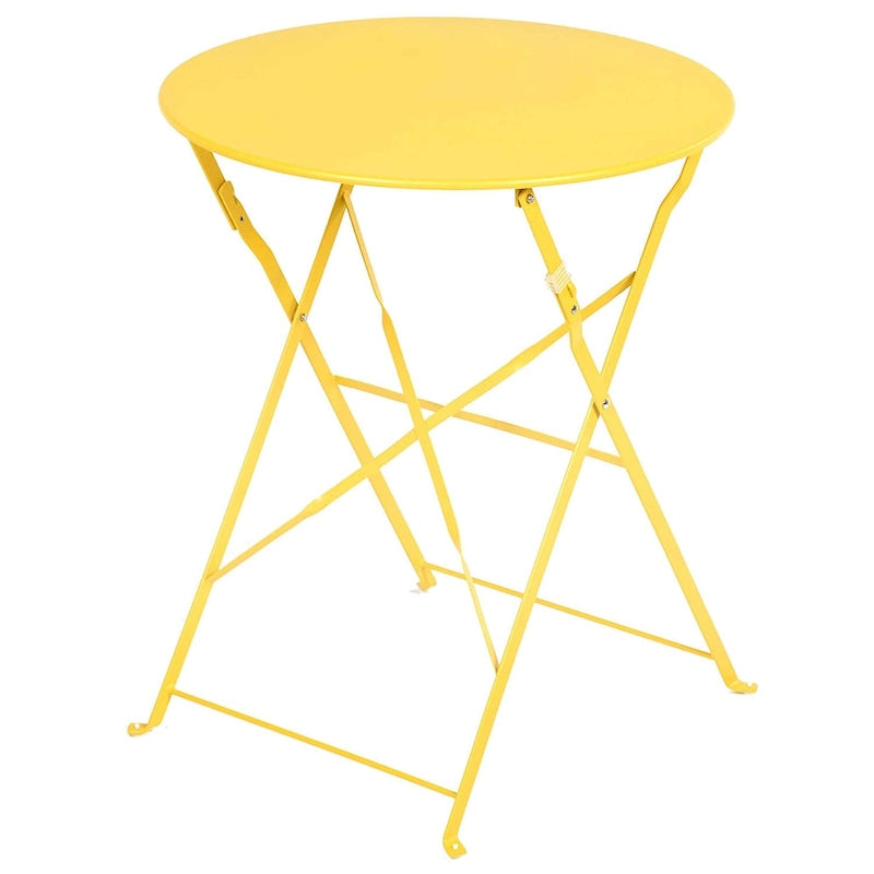 Ensemble bistro 3 pièces en fer thermolaqué comprenant une table et des chaises de jardin pliables