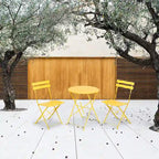 Ensemble bistro 3 pièces en fer thermolaqué comprenant une table et des chaises de jardin pliables