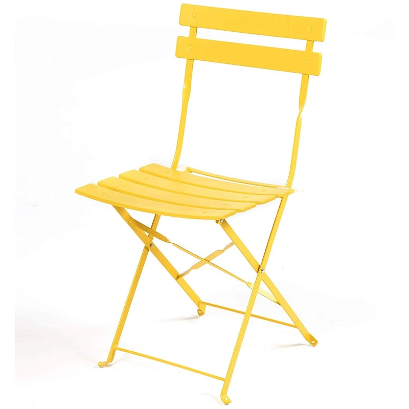 Ensemble bistro 3 pièces en fer thermolaqué comprenant une table et des chaises de jardin pliables