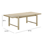 Table de salle à manger rectangulaire d'extérieur Gata en teck clair
