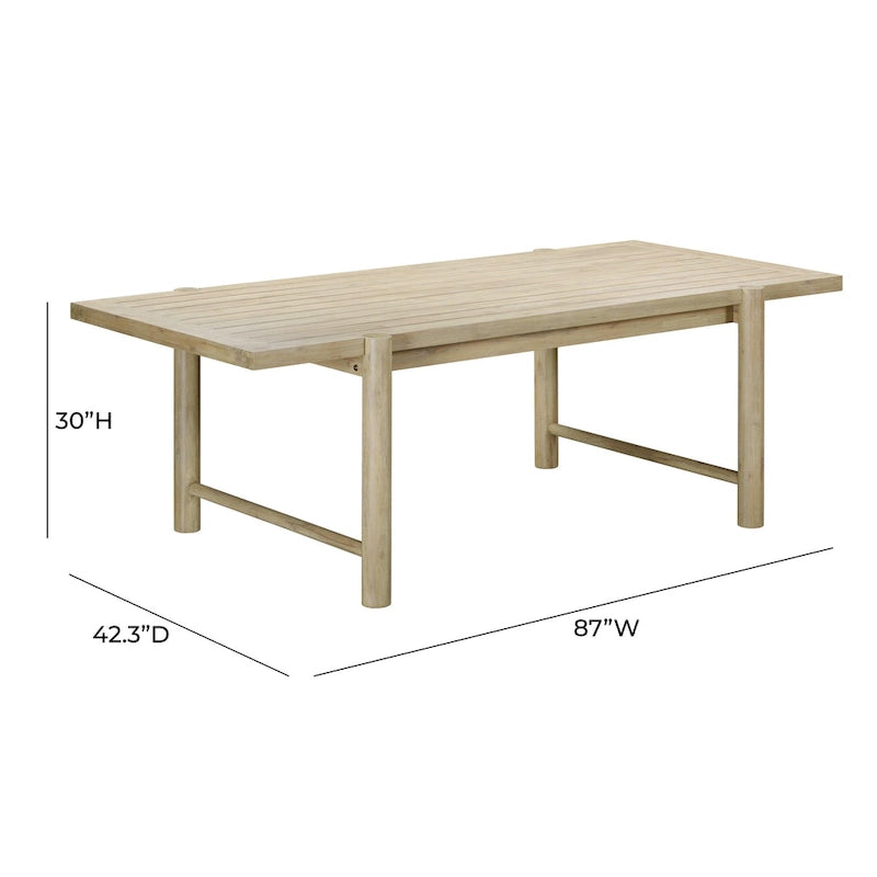 Table de salle à manger rectangulaire d'extérieur Gata en teck clair