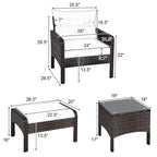 Ensemble de meubles en rotin tressé Costway 5 pièces comprenant un canapé et un pouf avec coussins marron
