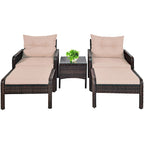 Ensemble de meubles en rotin tressé Costway 5 pièces comprenant un canapé et un pouf avec coussins marron
