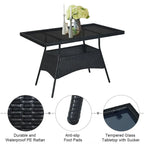 Ensemble de salle à manger de jardin Costway 5 pièces en rotin avec plateau en verre - Voir les détails