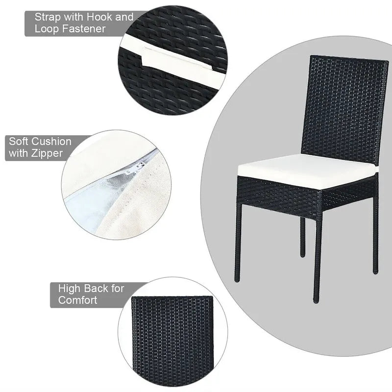 Ensemble de salle à manger de jardin Costway 5 pièces en rotin avec plateau en verre - Voir les détails