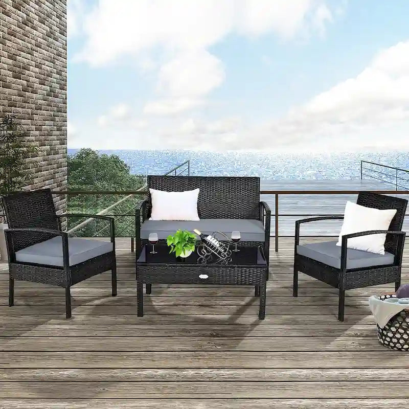 Ensemble de mobilier de jardin en rotin Costway 8 pièces - Ensemble de 8 pièces