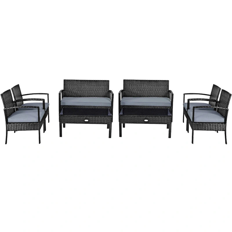 Ensemble de mobilier de jardin en rotin Costway 8 pièces - Ensemble de 8 pièces
