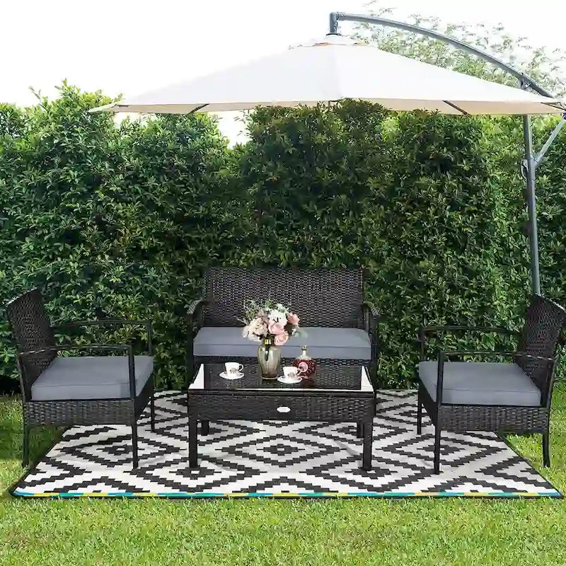 Ensemble de mobilier de jardin en rotin Costway 8 pièces - Ensemble de 8 pièces