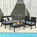 Ensemble de mobilier de jardin en rotin Costway 8 pièces - Ensemble de 8 pièces