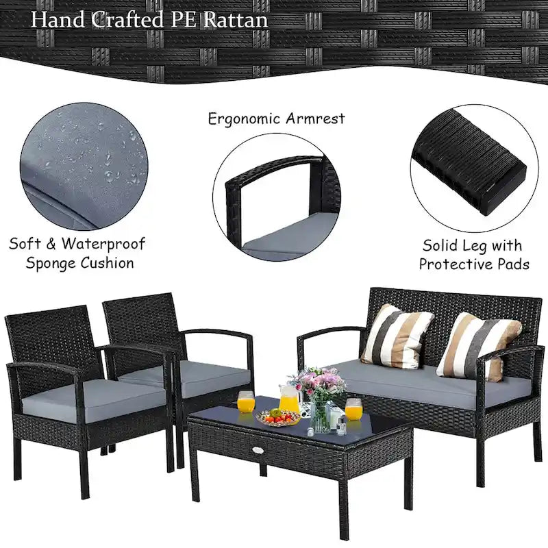 Ensemble de mobilier de jardin en rotin Costway 8 pièces - Ensemble de 8 pièces