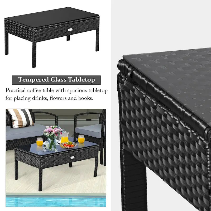 Ensemble de mobilier de jardin en rotin Costway 8 pièces - Ensemble de 8 pièces
