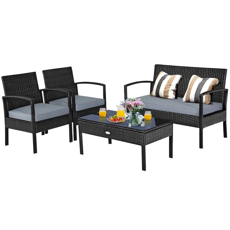 Ensemble de mobilier de jardin en rotin Costway 8 pièces - Ensemble de 8 pièces