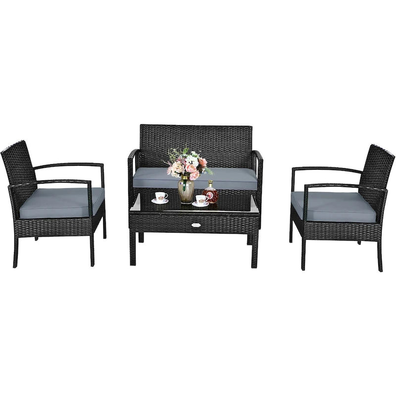 Ensemble de mobilier de jardin en rotin Costway 8 pièces - Ensemble de 8 pièces