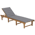 Chaise longue de patio vidaXL avec coussin, chaise longue pliante en bois d'acacia massif - 78,7 x 24 x 11,8/33,9