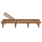 Chaise longue de patio vidaXL avec coussin, chaise longue pliante en bois d'acacia massif - 78,7 x 24 x 11,8/33,9