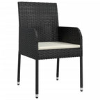 Ensemble de salle à manger d'extérieur 3 pièces vidaXL avec coussins, en polyrotin noir - 18,9 x 21,7 x 34,6