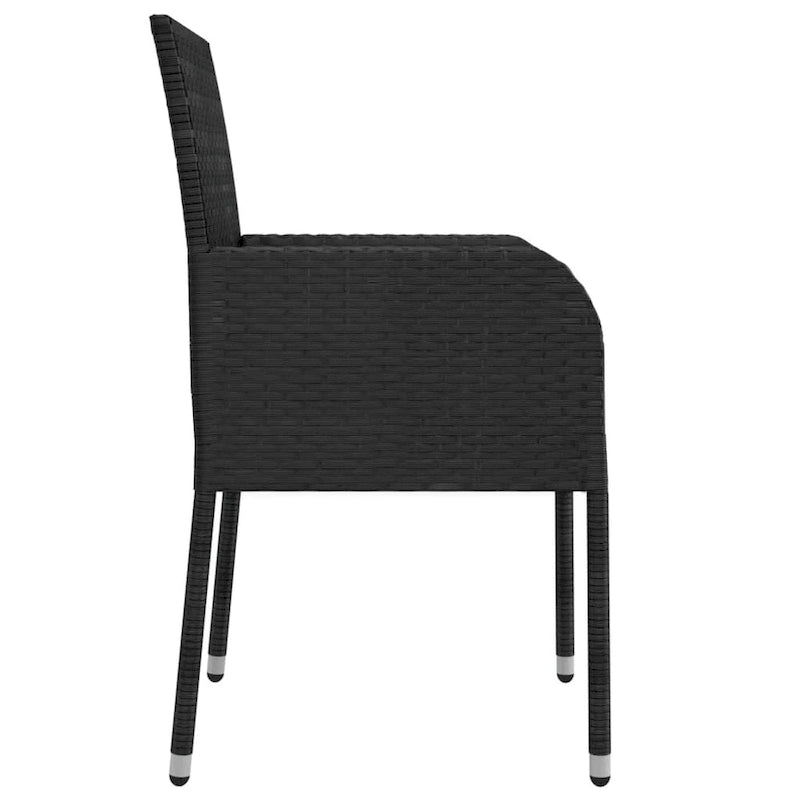 Ensemble de salle à manger d'extérieur 3 pièces vidaXL avec coussins, en polyrotin noir - 18,9 x 21,7 x 34,6