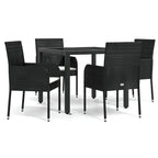 Ensemble de salle à manger d'extérieur 3 pièces vidaXL avec coussins, en polyrotin noir - 18,9 x 21,7 x 34,6