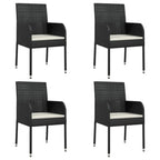 Ensemble de salle à manger d'extérieur 3 pièces vidaXL avec coussins, en polyrotin noir - 18,9 x 21,7 x 34,6