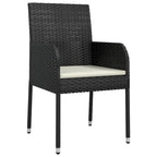 Ensemble de salle à manger d'extérieur 3 pièces vidaXL avec coussins, en polyrotin noir - 18,9 x 21,7 x 34,6