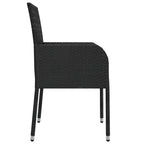 Ensemble de salle à manger d'extérieur 3 pièces vidaXL avec coussins, en polyrotin noir - 18,9 x 21,7 x 34,6