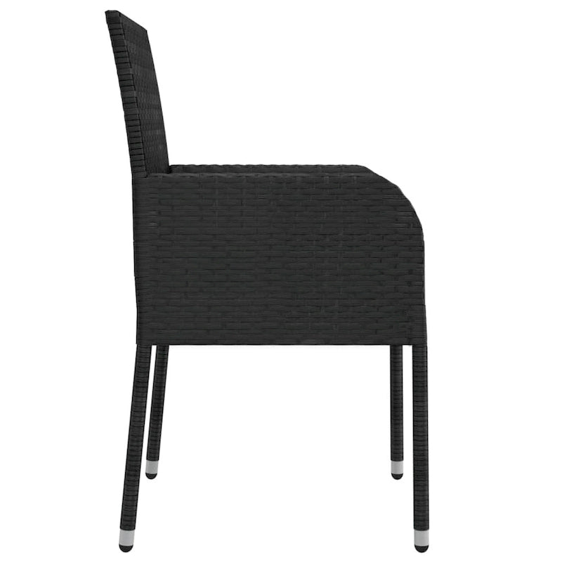 Ensemble de salle à manger d'extérieur 3 pièces vidaXL avec coussins, en polyrotin noir - 18,9 x 21,7 x 34,6