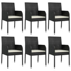Ensemble de salle à manger d'extérieur 3 pièces vidaXL avec coussins, en polyrotin noir - 18,9 x 21,7 x 34,6
