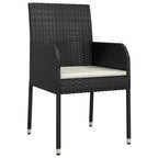 Ensemble de salle à manger d'extérieur 3 pièces vidaXL avec coussins, en polyrotin noir - 18,9 x 21,7 x 34,6