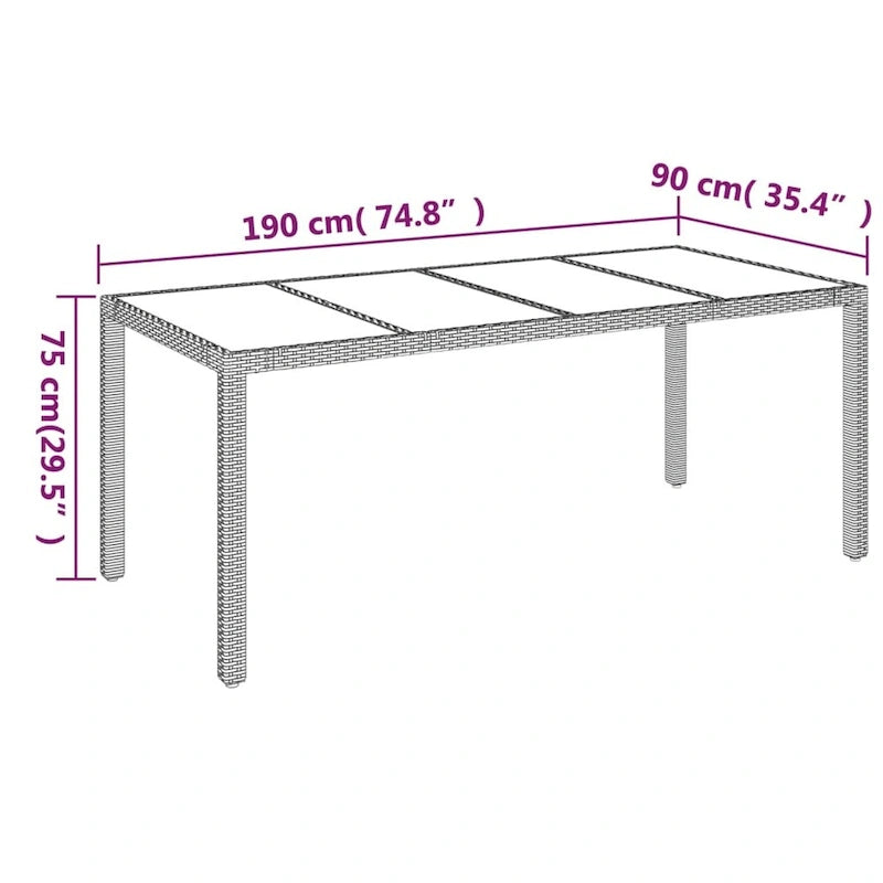 Ensemble de salle à manger d'extérieur 3 pièces vidaXL avec coussins, en polyrotin noir - 18,9 x 21,7 x 34,6