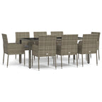 Ensemble de salle à manger d'extérieur 3 pièces vidaXL avec coussins, en polyrotin noir - 18,9 x 21,7 x 34,6